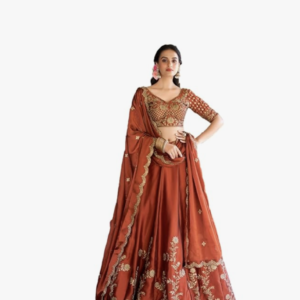 Women's Orange Sequence Embroidery Work Silk Semi-Sttiched Lehenga Choli-JH290ORG