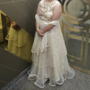 Utsav Vastra women's Ivory Shimmer Lehenga And Choli Set For Solid With Heavy Embroidery Work Set